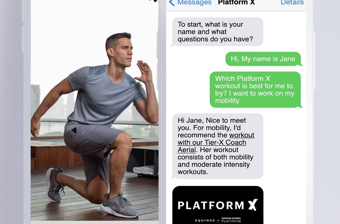Text-a-Trainer conversation recommending a mobility workout