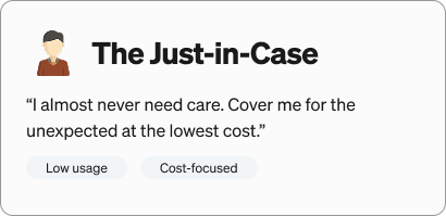 The Just-in-Case: Low usage, cost-focused coverage for the unexpected
