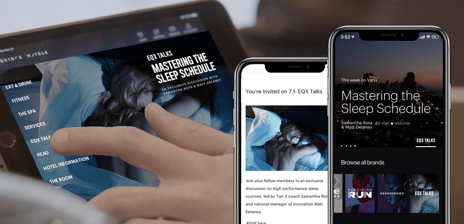 EQX Talks Mastering the Sleep Schedule across hotel tablet, email, and app