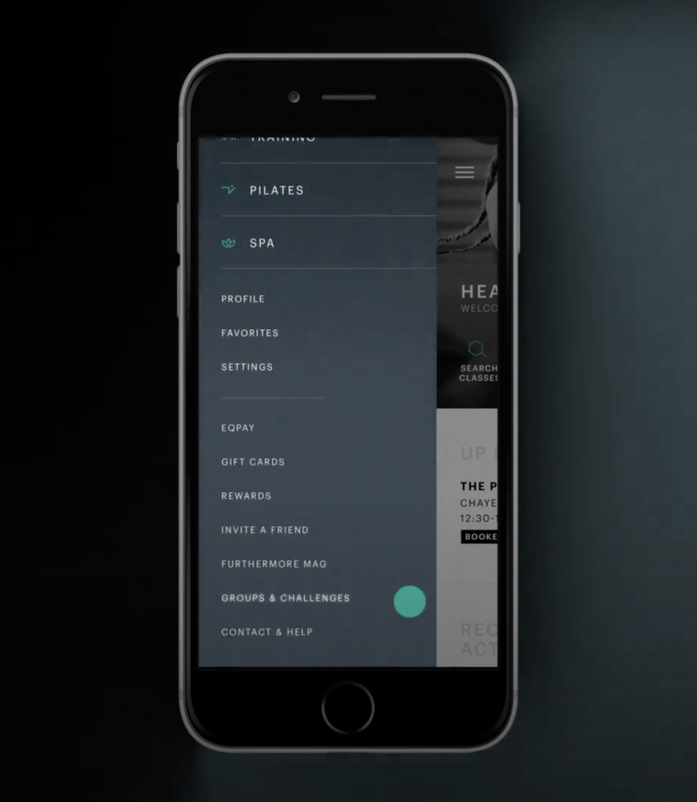 Existing app menu with Furthermore buried lower in navigation