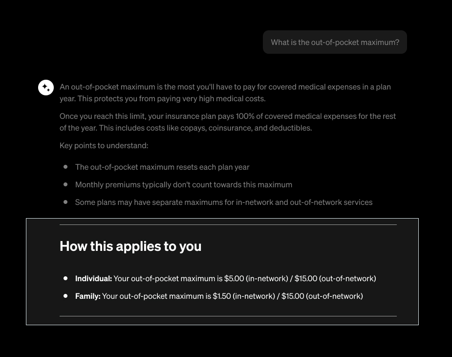 How this applies to you connects plan OOP maximums to the member's individual and family amounts