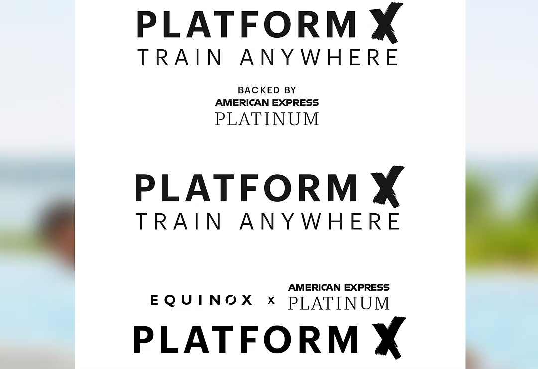 Platform X identity lockups with Equinox and American Express Platinum