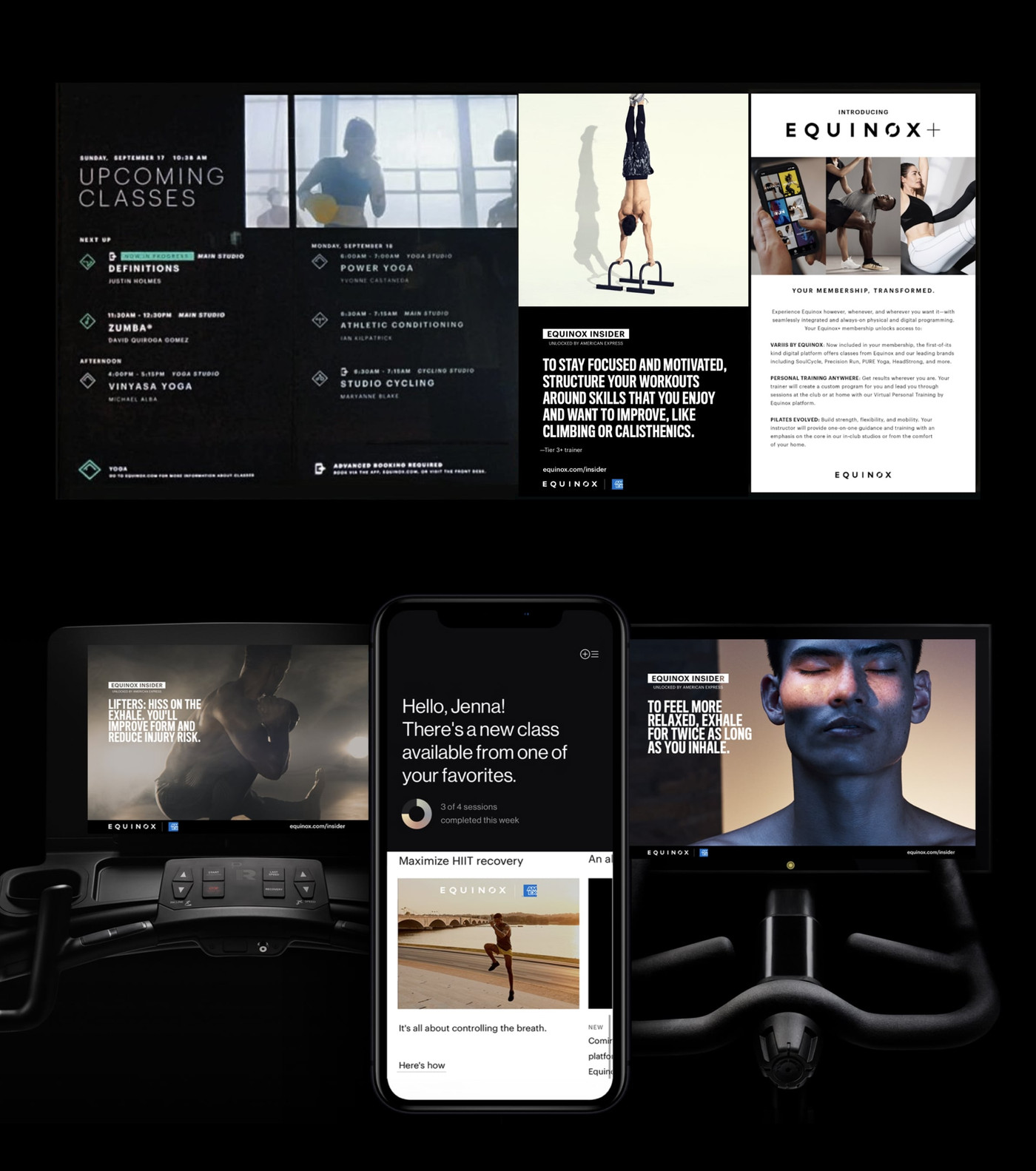 Equinox Insider club signage and device ecosystem