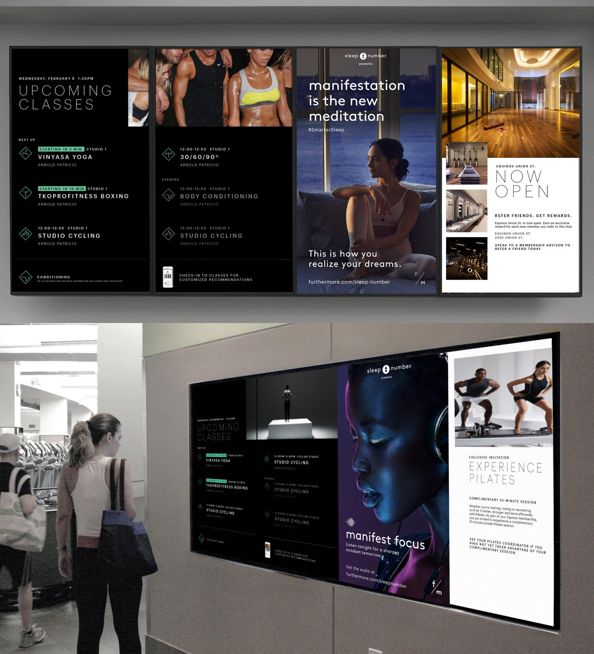In-club digital signage with Sleep Number promotions